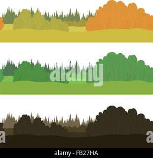 Set seamless landscapes, forest Stock Vector