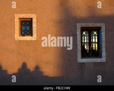 Wall and windows, Kasbah Imoukdal, N' Kob, Morocco Stock Photo