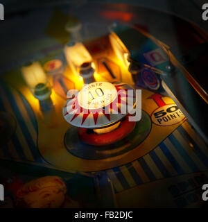 close up of vintage pinball machine Stock Photo