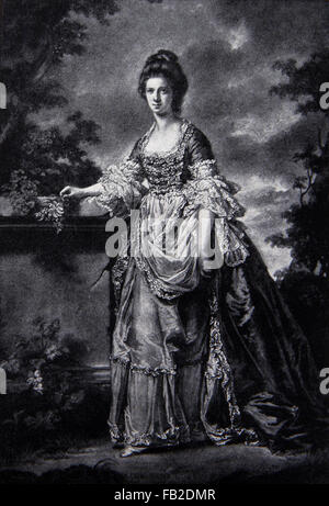 Portrait of Lady Mary Boynton by Sir Joshua Reynolds, Black and White Illustration from the originl painting Stock Photo