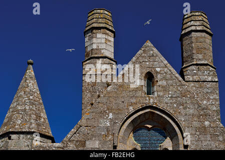 France: Roof top detail of the Abbey church of Le Mont St. Michel Stock Photo