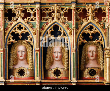 Marienstatt, Abteikirche, Ursulaaltar, Reliquienbüsten der Heiligen Ursula von Köln und ihrer Gefährtinnen Stock Photo