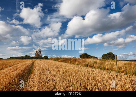 A beautiful summers day at Halnaker windmill. Located high up on a hilltop on the South Downs National Park Stock Photo