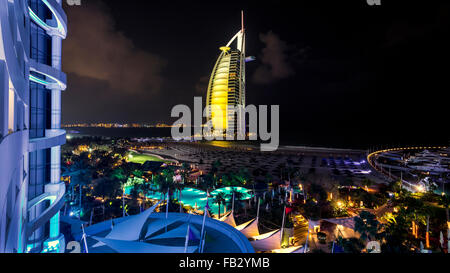 Jumeirah Beach, Burj Al Arab Hotel, Dubai, United Arab Emirates, Middle East Stock Photo