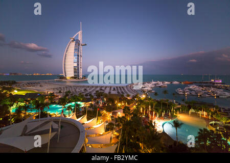 Jumeirah Beach, Burj Al Arab Hotel, Dubai, United Arab Emirates, Middle East Stock Photo