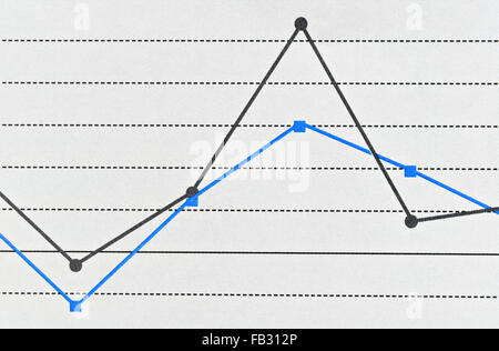 Simple planar graph in two colors representing the dependence of the variables Stock Photo