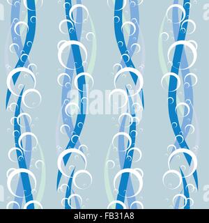 Abstract air bubbles and seaweeds underwater seamless pattern. EPS8 vector illustration. Stock Vector