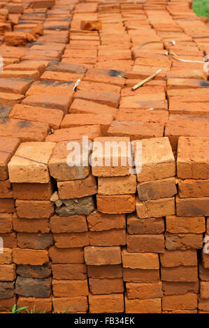 Sun dried bricks stacked and ready for use. Kenya. Stock Photo