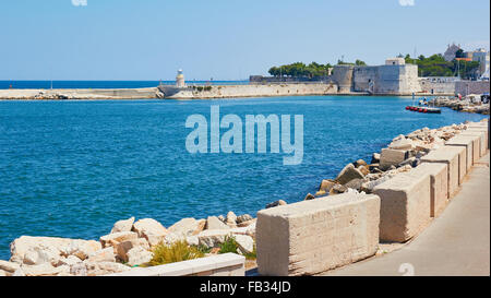 Harbour, pier and lighthouse Trani, Bari province, Puglia, Italy, Europe Stock Photo