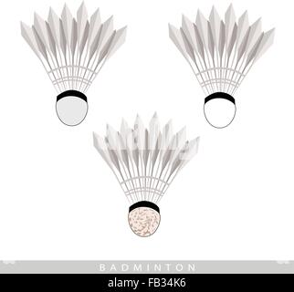 Illustration Collection of Multi-colored 30 Shuttlecock For Badminton Isolated on White Background. Stock Vector