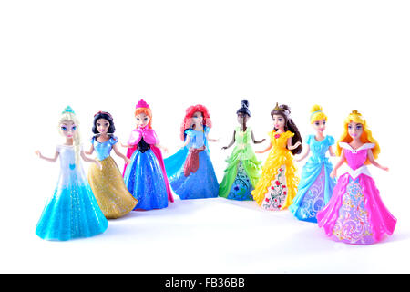 A collection of Disney Princess Magiclip Toy Dolls