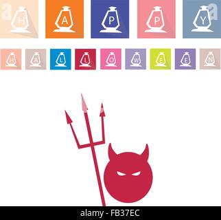 Holidays And Celebrations, Illustration Assorted of  16 Happy Halloween Icons for Halloween Celebration. Stock Vector