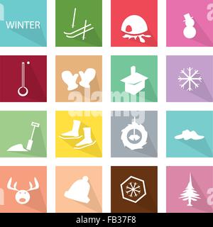 Illustration Collection of Winter Stickers and Labels, The Coldest Season of The Year. Stock Vector