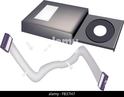 Computer and Technology, CD-ROM Disk Drive or Computer Drive Capable of Reading CD-ROM Discs for Desktop PC. Stock Vector