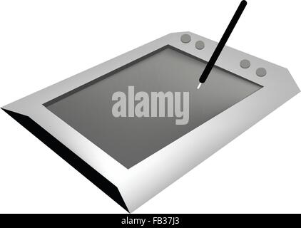 Computer and Technology, Professional Graphics Tablet or Digitizer with Pen Used to Hand Draw Images, Animations and Graphics or Stock Vector