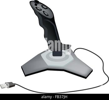 Computer and Technology, Illustration of Joystick or Control Column Used to Control Video Games or Controlling Machines. Stock Vector