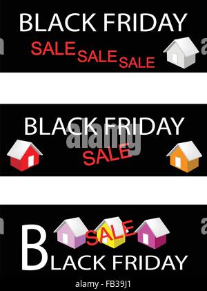 Illustration of House on Black Friday Shopping Labels for Start Christmas Shopping Season. Stock Vector