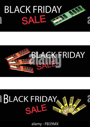 Illustration of Random Access Memory or RAM on Black Friday Shopping Labels for Start Christmas Shopping Season. Stock Vector