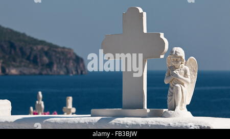 Cemetery by the sea, Pigadia, Karpathos, Greece Stock Photo
