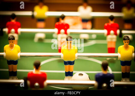 Close up of footballers on a table football game Stock Photo