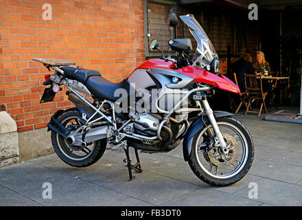 BMW 1200GS motorcycle parked on a Dublin street, Ireland Stock Photo