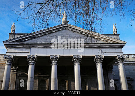 Portico view of the Bank of Ireland building in College Green Dublin Ireland Stock Photo