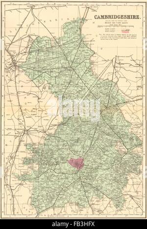 CAMBRIDGESHIRE: Antique county map by GW BACON, 1883 Stock Photo