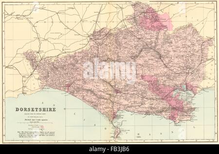 DORSETSHIRE antique county map by GW BACON 1898 old plan chart Stock ...
