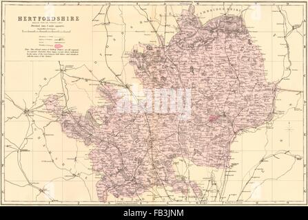 HERTFORDSHIRE antique county map by GW BACON 1898 old plan chart Stock ...