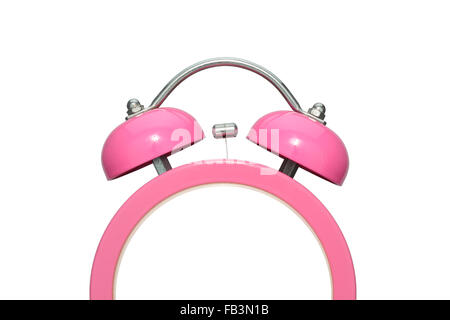 top half pink alarm clock without number isolated on white background Stock Photo