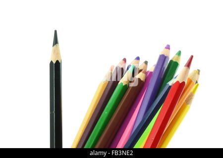 sixteen colour pencils isolated on white background Stock Photo