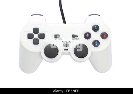 white vibration game controller or joystick isolated on white background Stock Photo