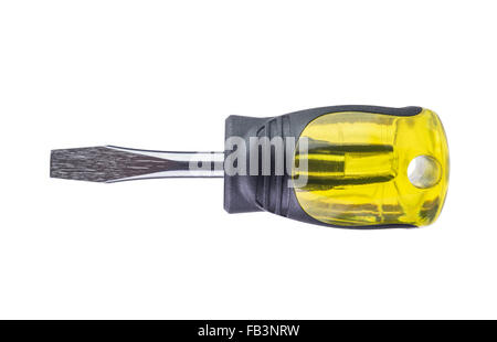 yellow  short screwdriver  isolated on white background Stock Photo