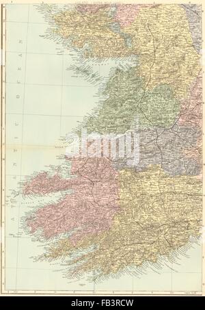 IRELAND (South West): Munster: Cork Kerry Clare Limerick. GW BACON, 1883 map Stock Photo