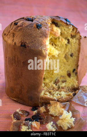 Milanese Panettone with in close-up candied fruit Stock Photo