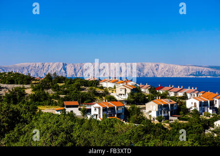 Novi Vinodolski, view to island of Krk, Kvarn Bay, Croatia Stock Photo ...