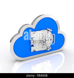 a visual describing computer files that are used for backing up safe areas. In particular emphasis is made cloud and lock. Stock Photo