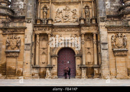 Facade of Sacra capilla del Salvador,Church of the Salvador (16th century) in Plaza de Vázquez Molina, Úbeda. Jaén province. And Stock Photo