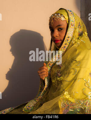 Young girl in traditional costume, Oman Stock Photo