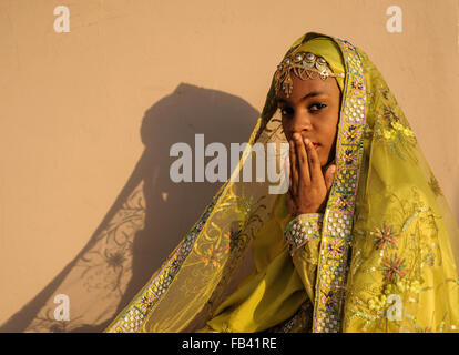 Young girl in traditional costume, Oman Stock Photo