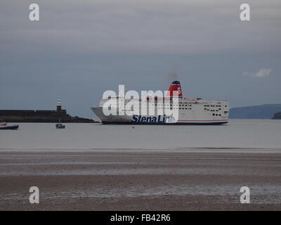 Stena ship in Fishguard Harbour in South West Wales UK Stock Photo