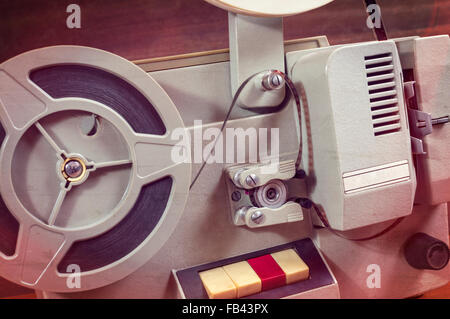 Old movie projector, selective focus. Stock Photo