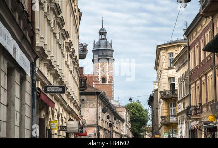 Street in Kazimierz Jewish quarter, Krakow, Poland. Stock Photo