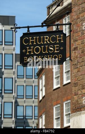 Sign outside the Christian Church House Bookshop on Great Smith Street SW1 in the City of Westminster in the city of London England GB UK 2015 Stock Photo