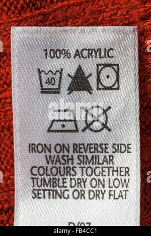 Care instructions in 100% acrylic jumper - care washing symbols and ...