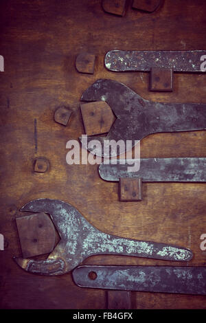 Color image of some very big wrenches. Stock Photo