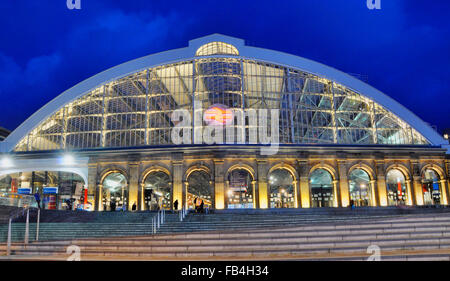 Liverpool Lime Street Station, England, in twilight Stock Photo