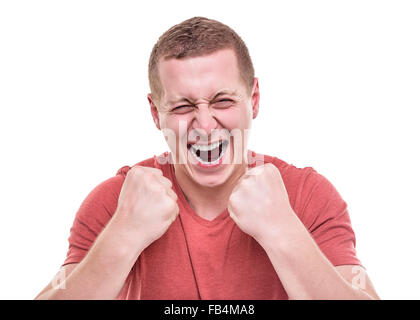 Man rejoices victory. Stock Photo