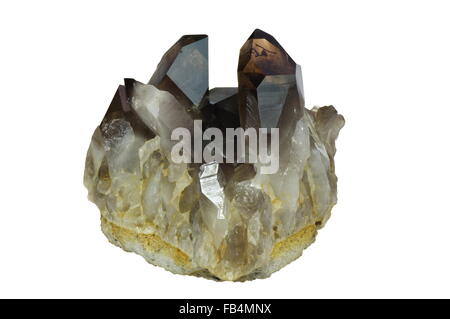 Mountain crystal, otherwise rock crystal. Mineral, type of quartz with smoke color. Stock Photo