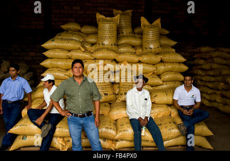 Workers at a chocolate factory in Ecuador Stock Photo